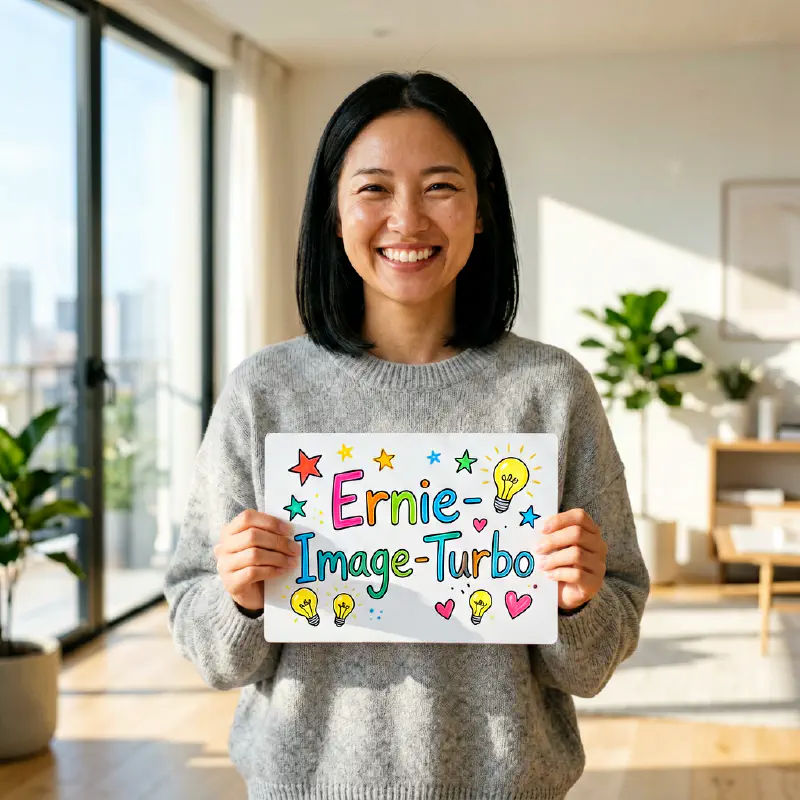 活力晨光：手繪看板上的 Ernie-Image-Turbo