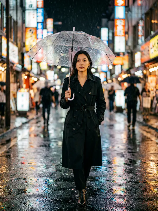 澀谷雨夜：透明雨傘與五彩霓虹