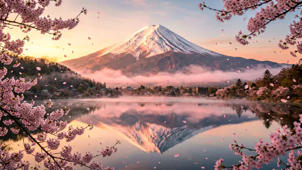 富士晨曦：櫻花、山嵐與初光