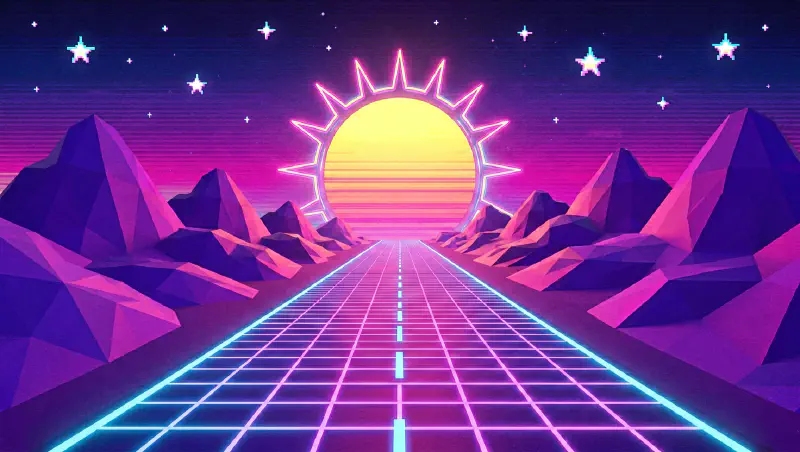 復古電波：低多邊形日落賽道
