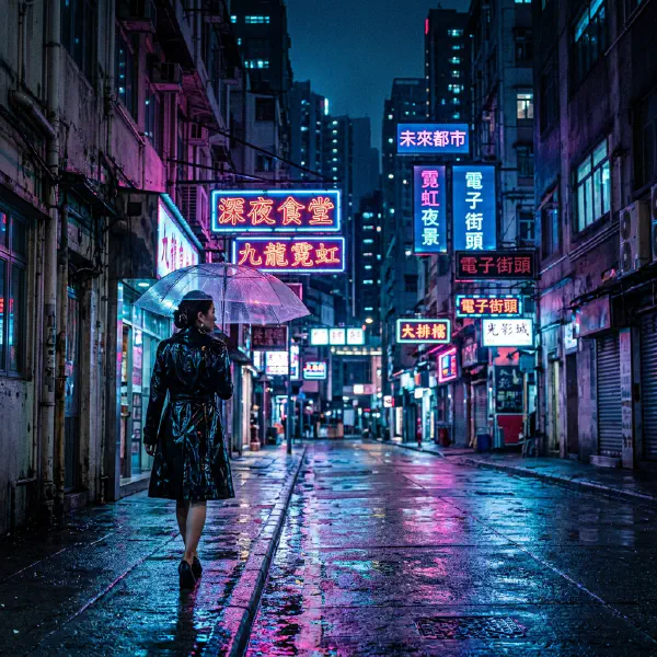 霓虹黑影：雨後都市的千禧賽博龐克