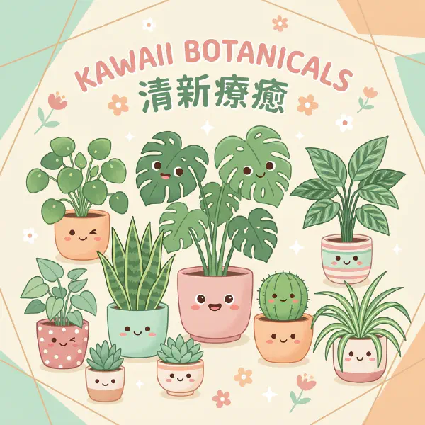治癒系植栽：可愛插畫風格的自然角落
