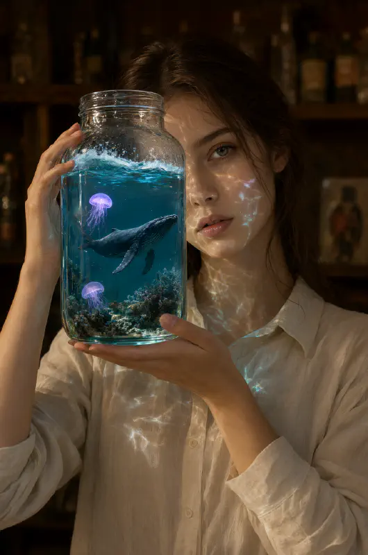 瓶中海洋：焦散光爬上臉龐