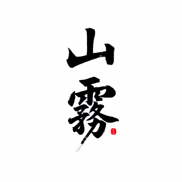 原生 RGBA：書法「山霧」logo 字