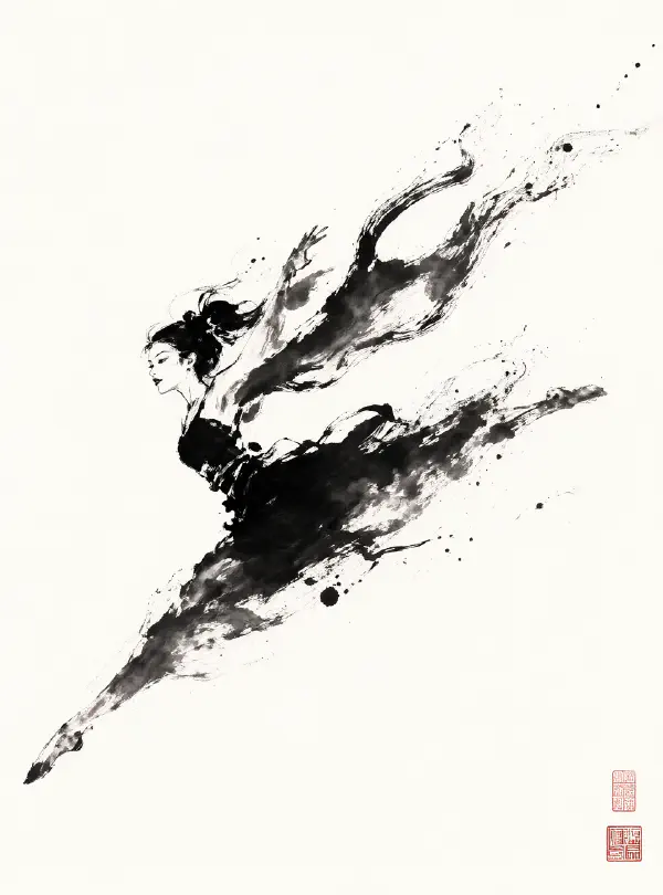 潑墨舞者：一筆完成的一躍