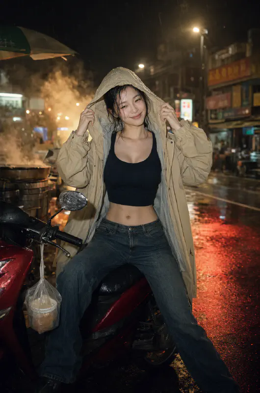 雨夜機車：撩起帽兜的那一瞬回眸