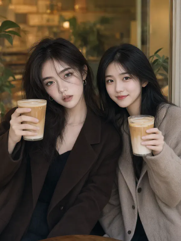 雙人乾杯合照：兩張臉各自保身份
