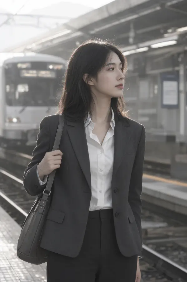 月台晨霧·側顏候車 Ⅰ