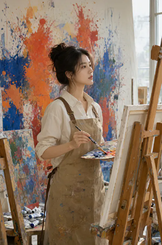 畫室潑彩·圍裙女匠 Ⅱ