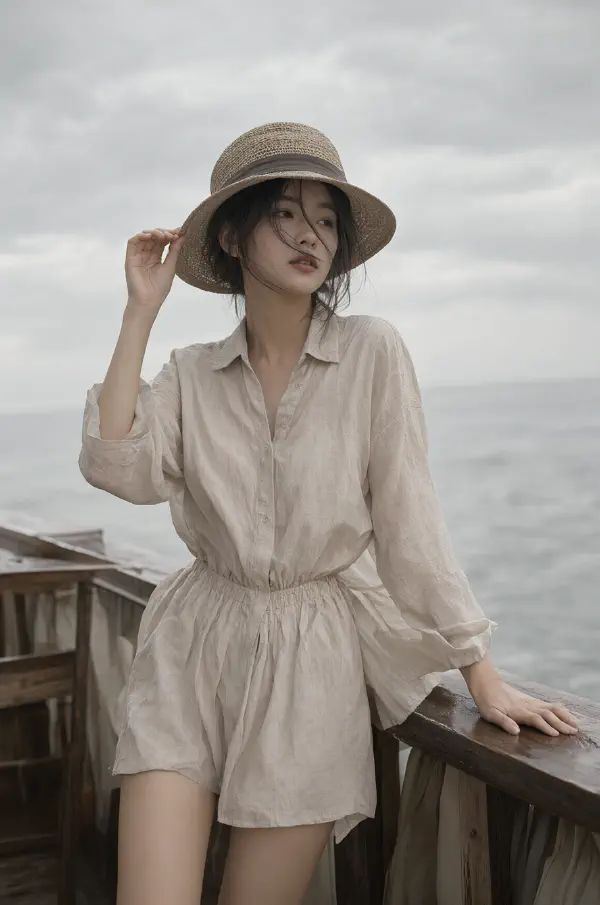 陰天海岸·扶帽回望