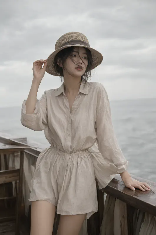 陰天海岸·扶帽回望