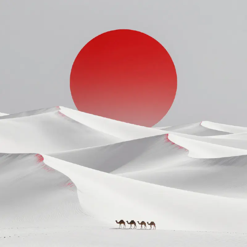 3D 極簡紅日沙漠 (3D Minimalist Red Sun Desert)