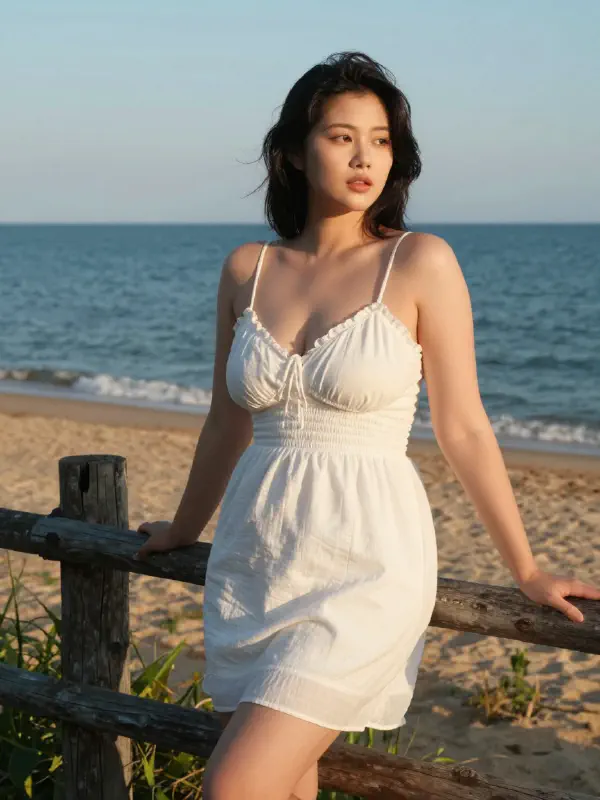 黃金時刻的電影感沙灘寫真