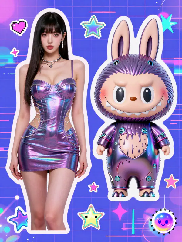 高光澤感 Y2K 貼紙拼貼