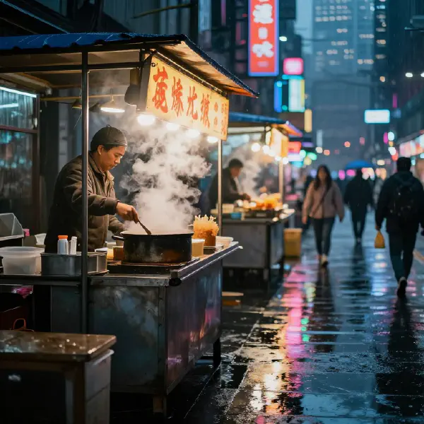 Cyberpunk Street Food Vendor
