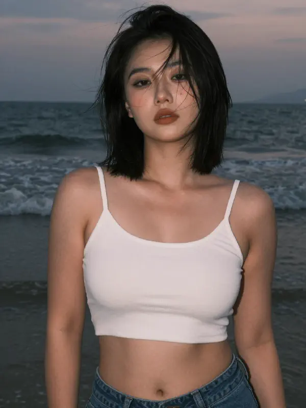 Emotional Close-up Beach Portrait at Sunset