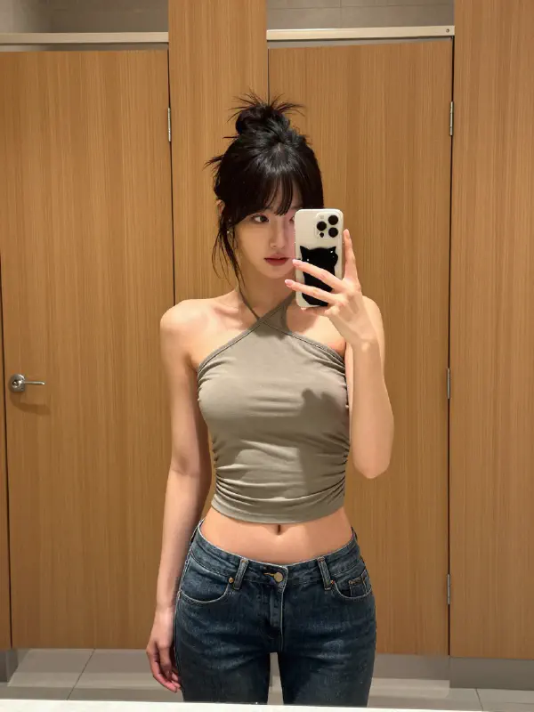 Cozy Restroom Mirror Selfie