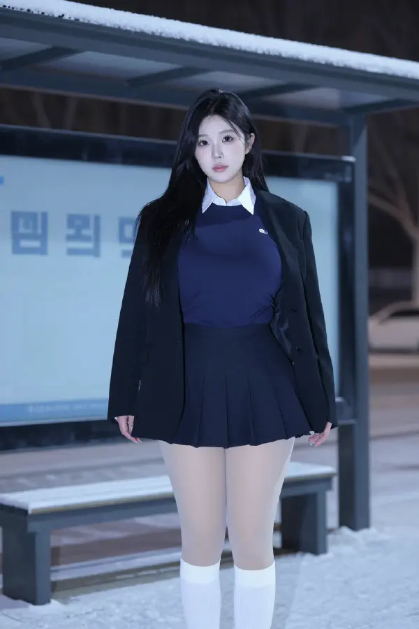 Frosty Night Bus Stop Portrait