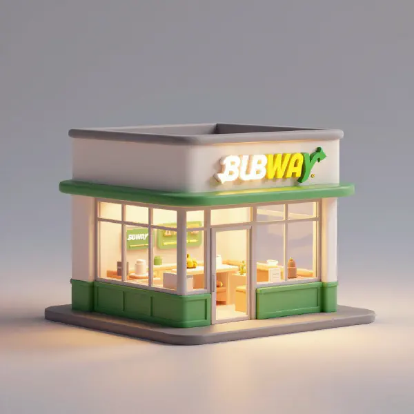 詳細描寫的可愛Subway品牌建築模型