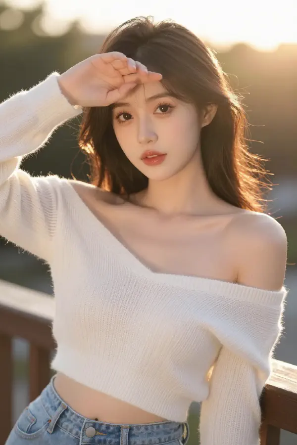 黃金時刻的逆光美人