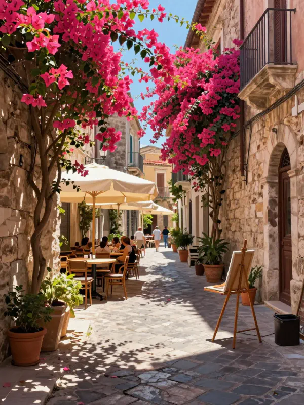 Vibrant Italian Alley Cafe Scene