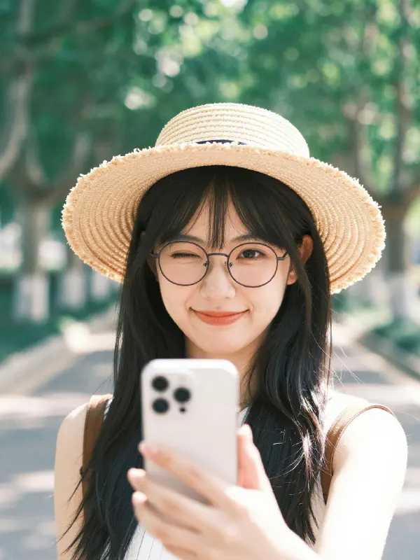 Film photograph of a woman taking a selfie