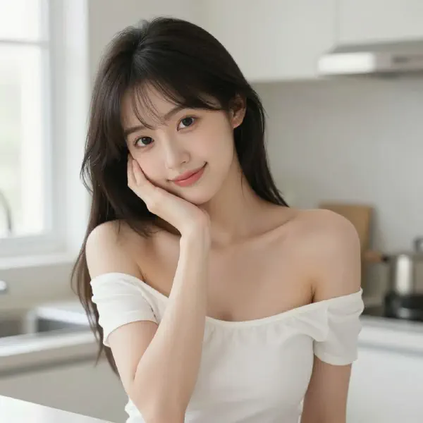 清新風格的廚房少女