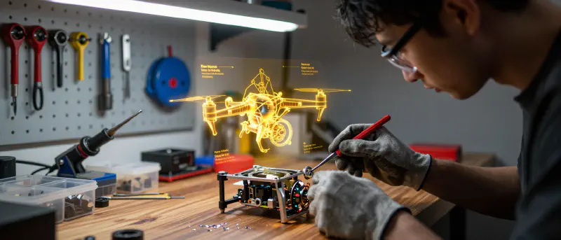 Extremely Detailed Technical Assembly with Dynamic Holographic Interface