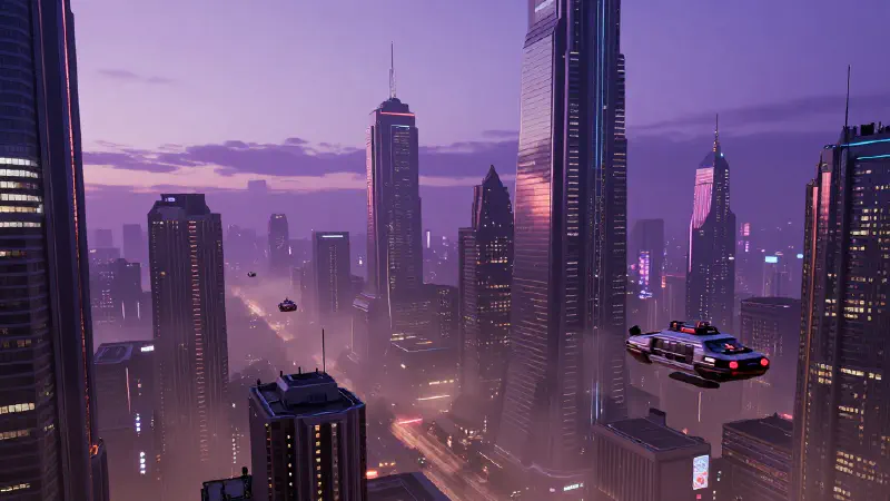 Sci-Fi Cityscape at Dusk