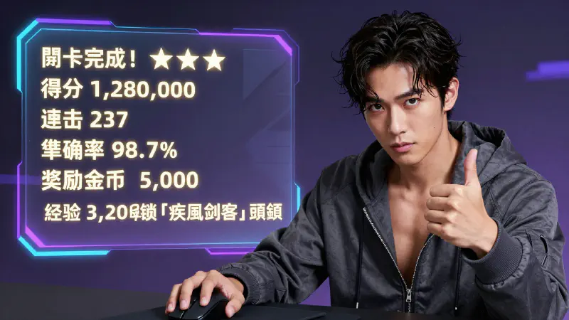 寫實玩家與遊戲結算介面