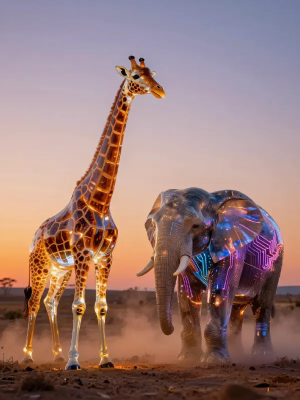 Photorealistic Neon Beasts