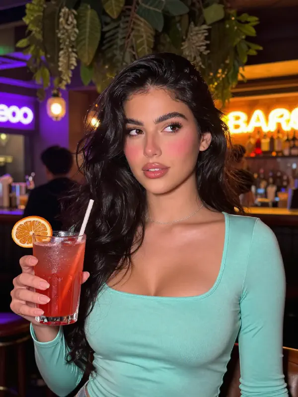 Detailed Nightlife Portrait with Glowing Ambiance
