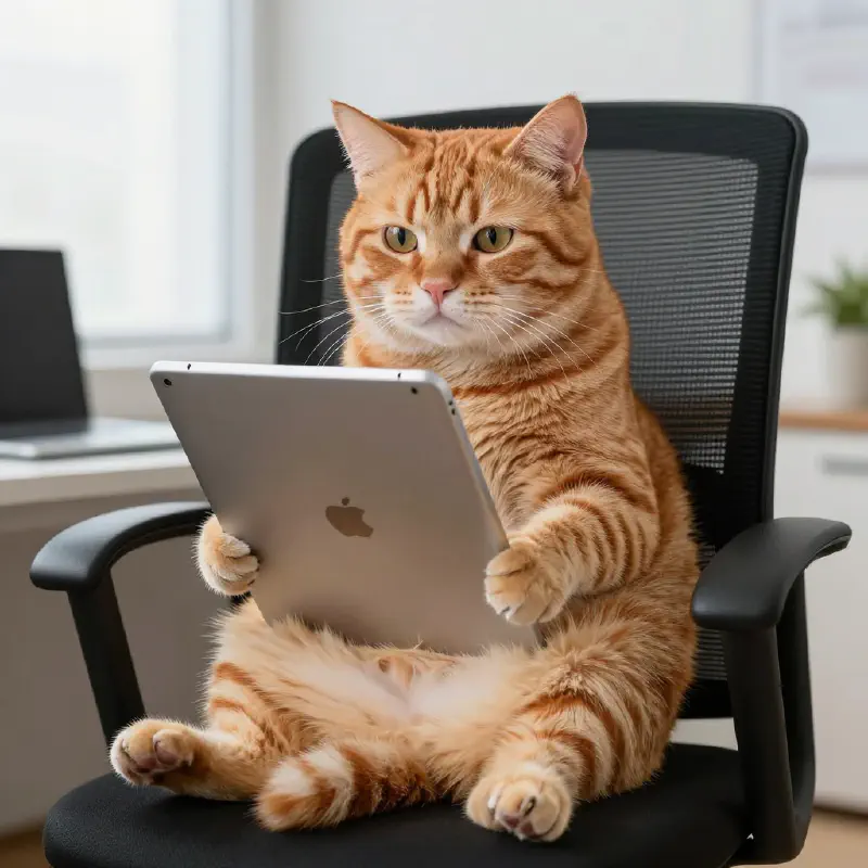 Recursive Office Cat with iPad