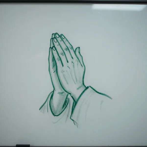 Worn Green Marker Sketch of Praying Samurai