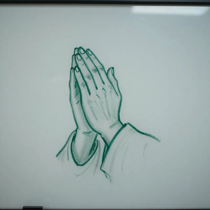 Worn Green Marker Sketch of Praying Samurai