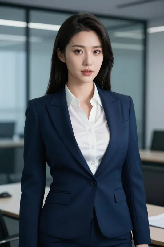 冷色調極簡商務女性肖像