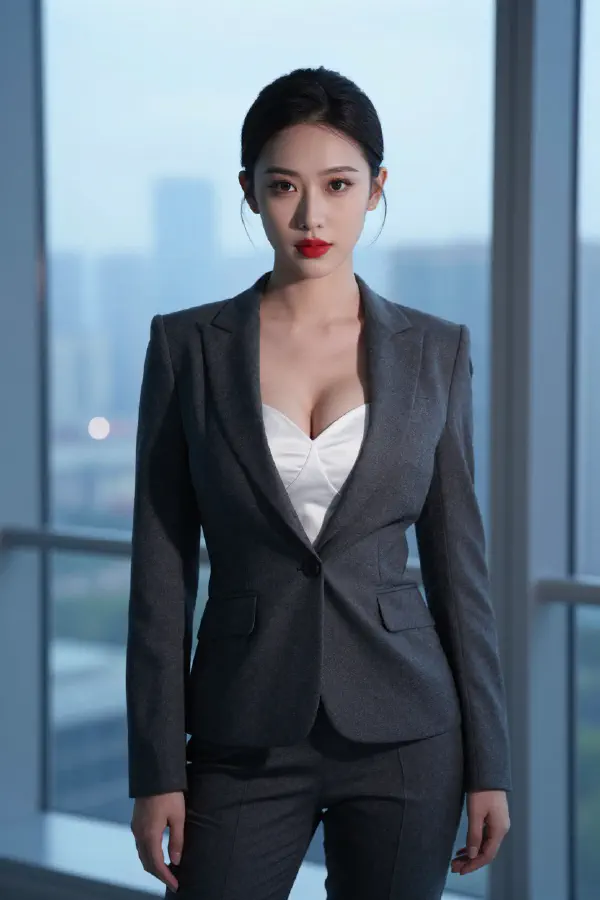 晨曦冷光下的幹練職場女性大片