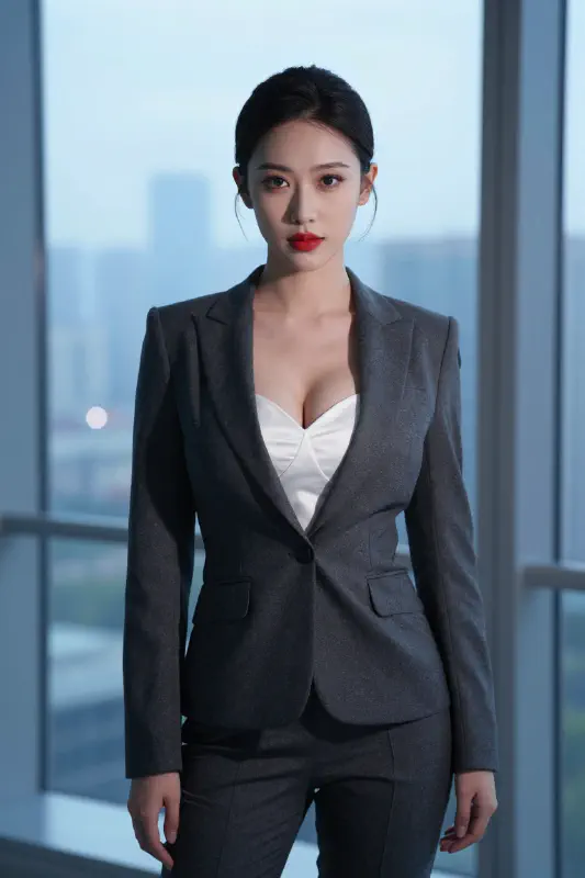 晨曦冷光下的幹練職場女性大片