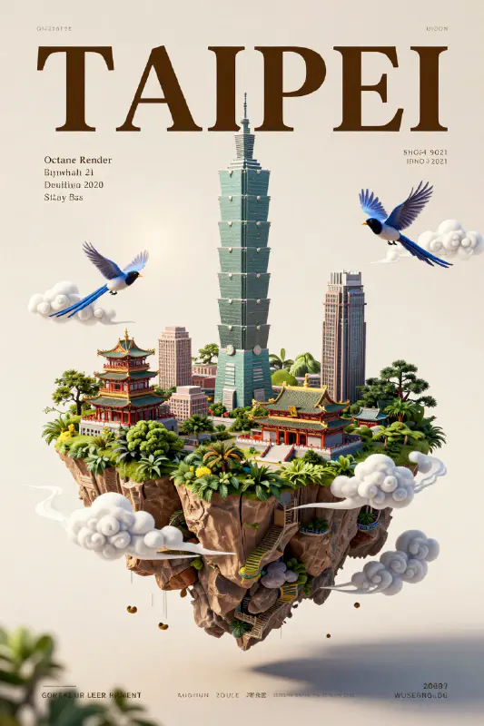 台北微縮城市 3D 渲染海報