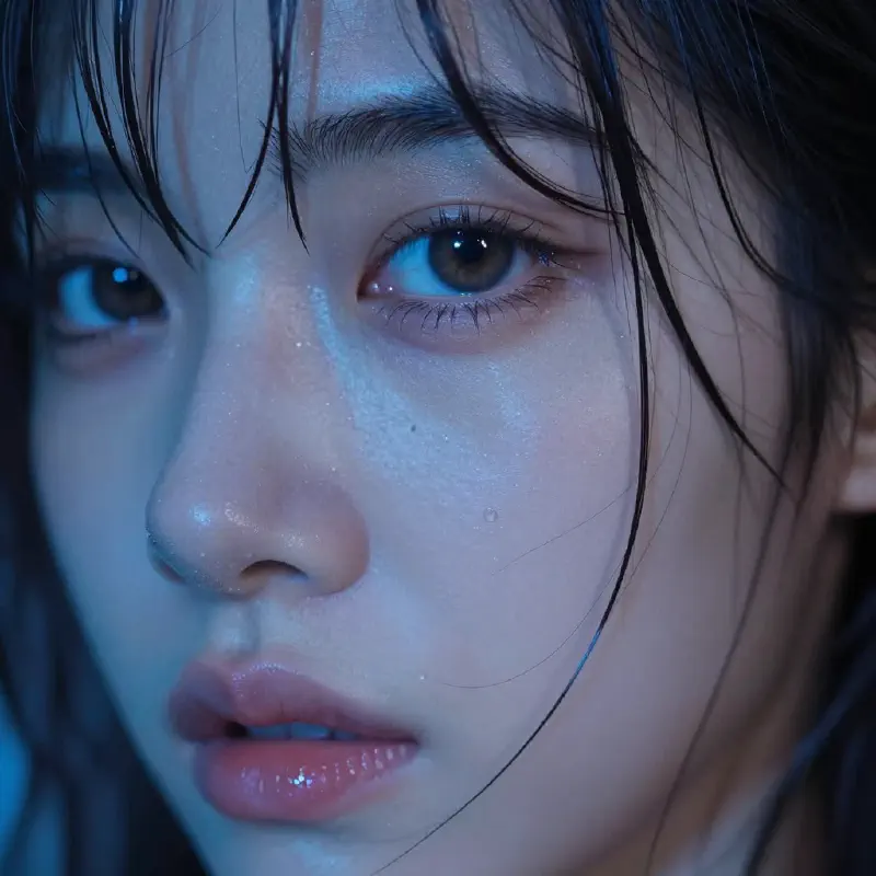 冷調電影感特寫 (Cinematic Cool-Toned Close-up)