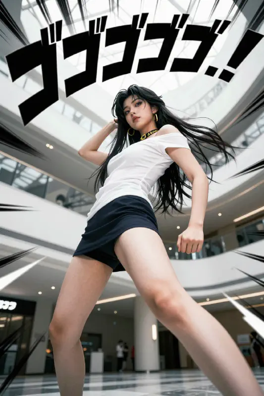 低角度張力下的 JoJo 風格寫實人像