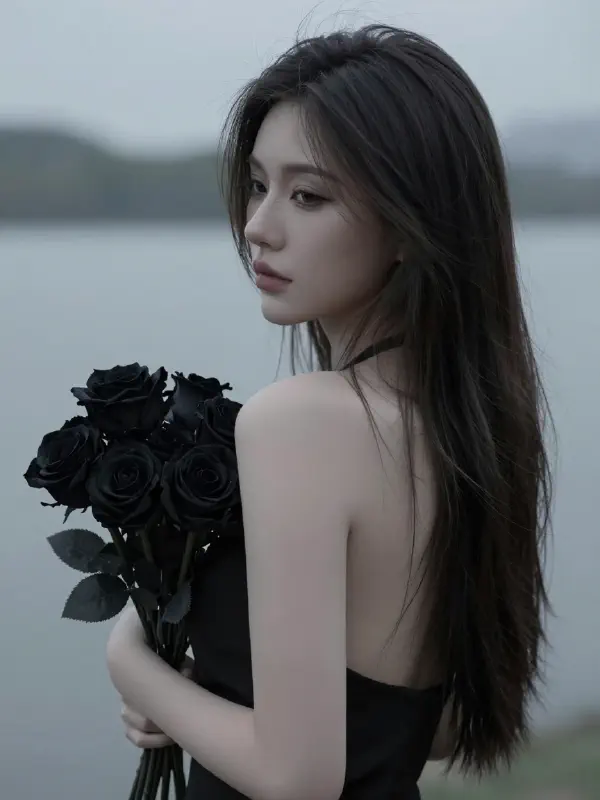 憂鬱湖畔的黑玫瑰女子