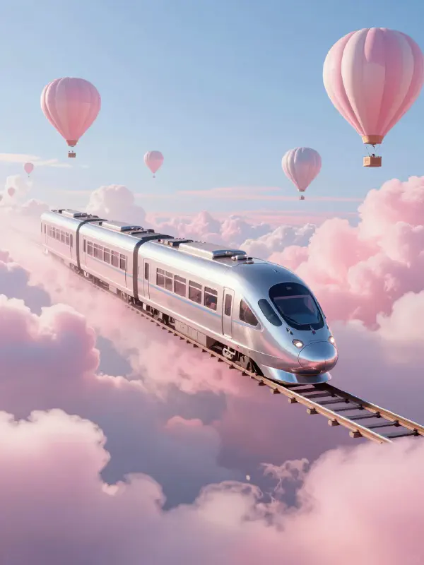 奇幻空中列車與熱氣球 (Fantasy Aerial Train and Hot Air Balloons)
