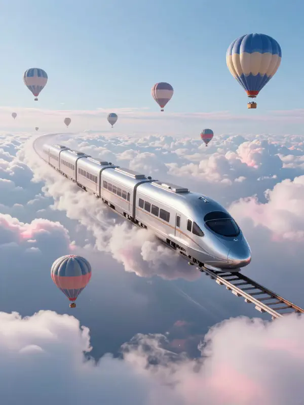 漂浮於雲海的銀色列車 (Silver Train Floating in a Sea of Clouds)