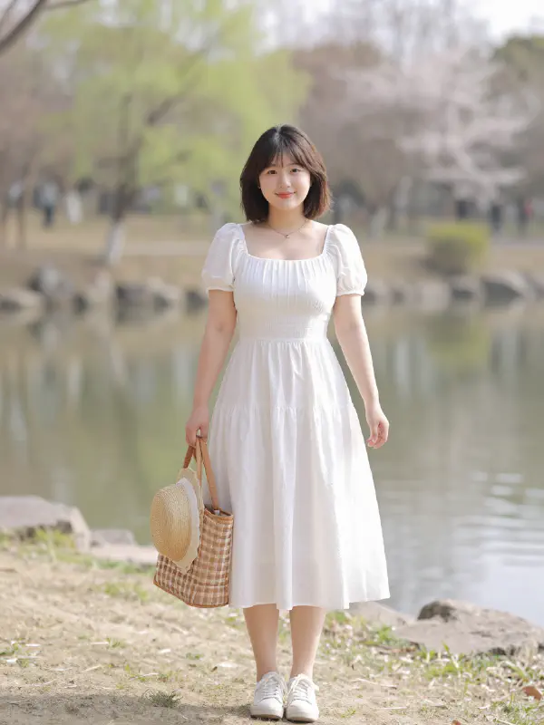 春日湖畔的韓系女子