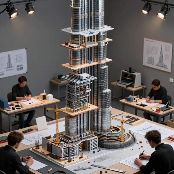 Exploded Burj Khalifa Architectural Model Diorama