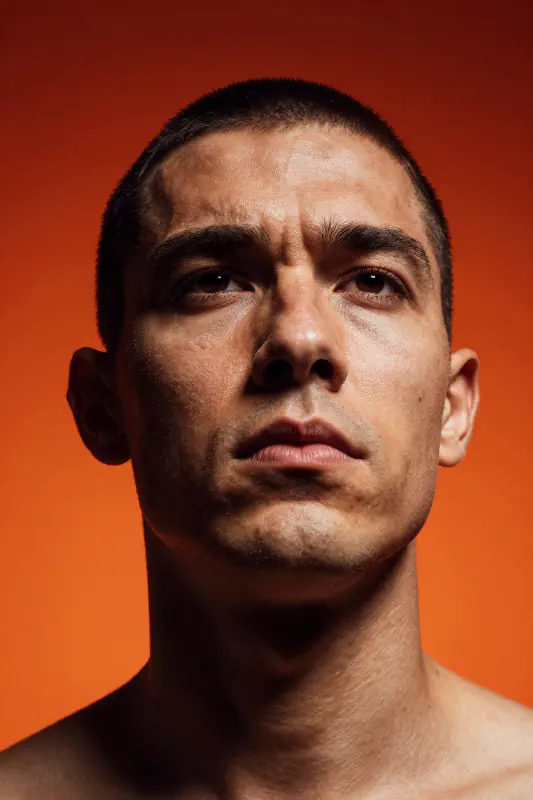 Dramatic Studio Portrait with Exact Facial Reference