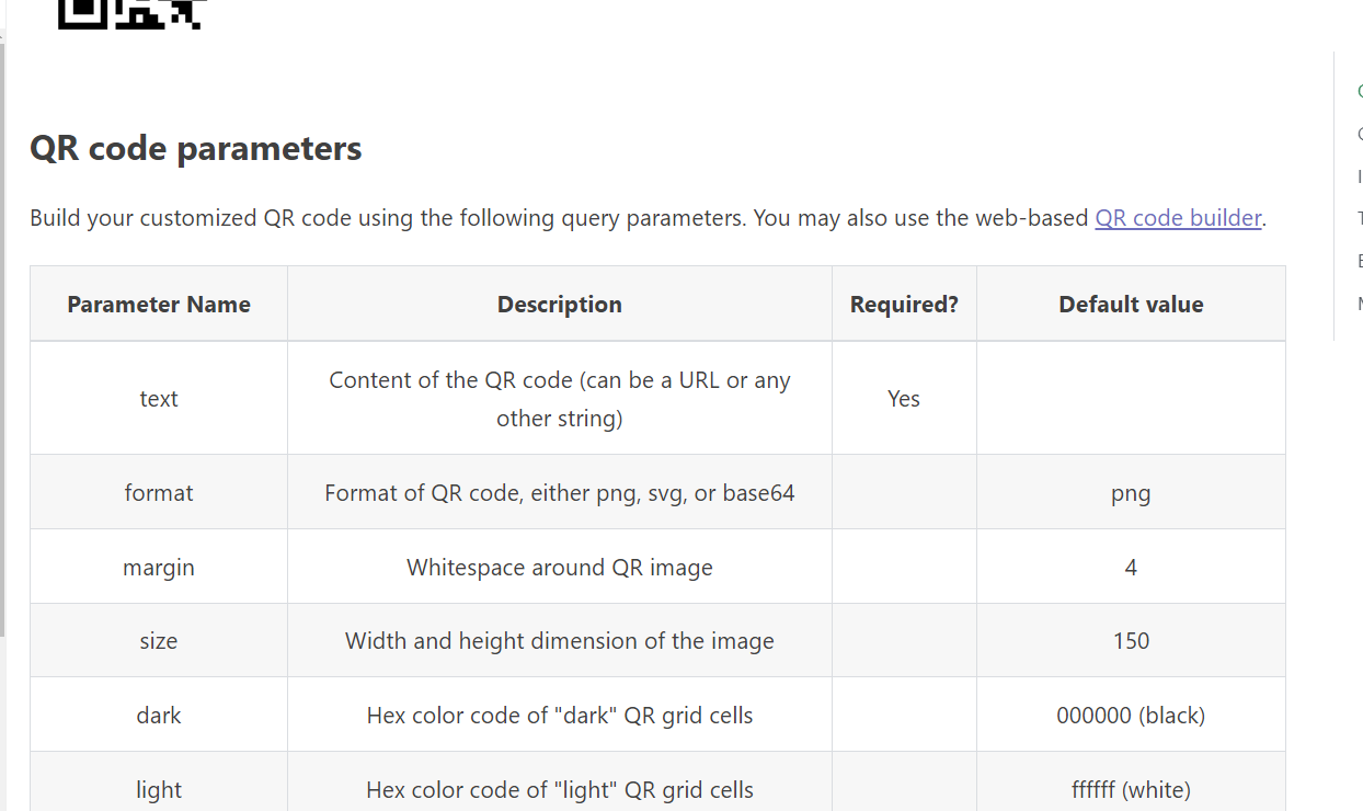 API可以加入其他參數調整QR Code的顯示
