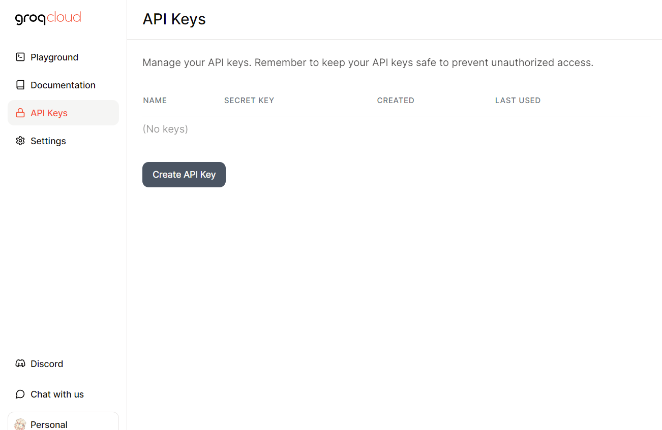 點擊 Create API Key