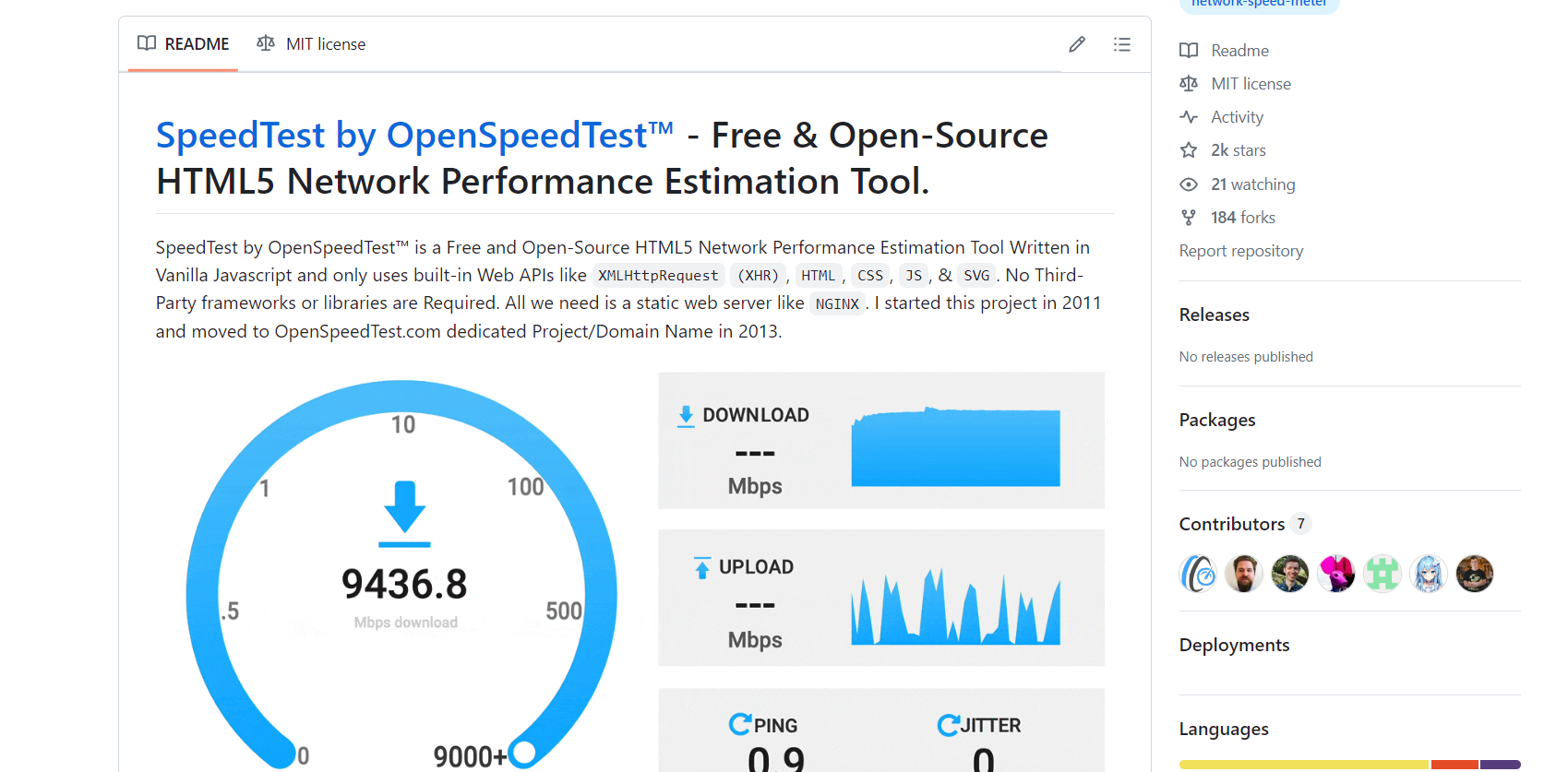 OpenSpeedTest 是一個開源的測速專案